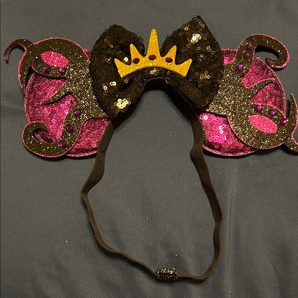 Purple and Black Sequin Headband with Gold Crown - Villian inspired